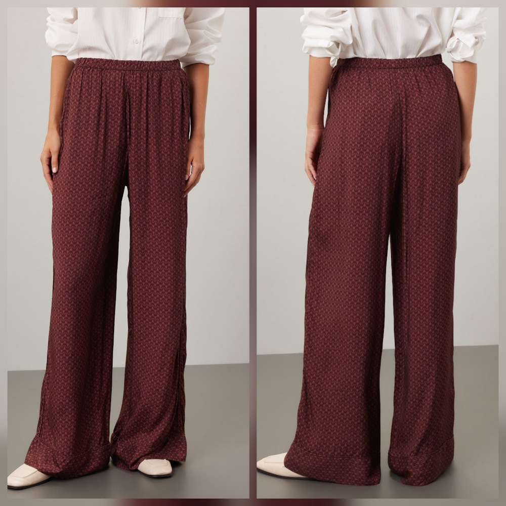 Splendid Lumi Pants Purple Abstract Satin Size S